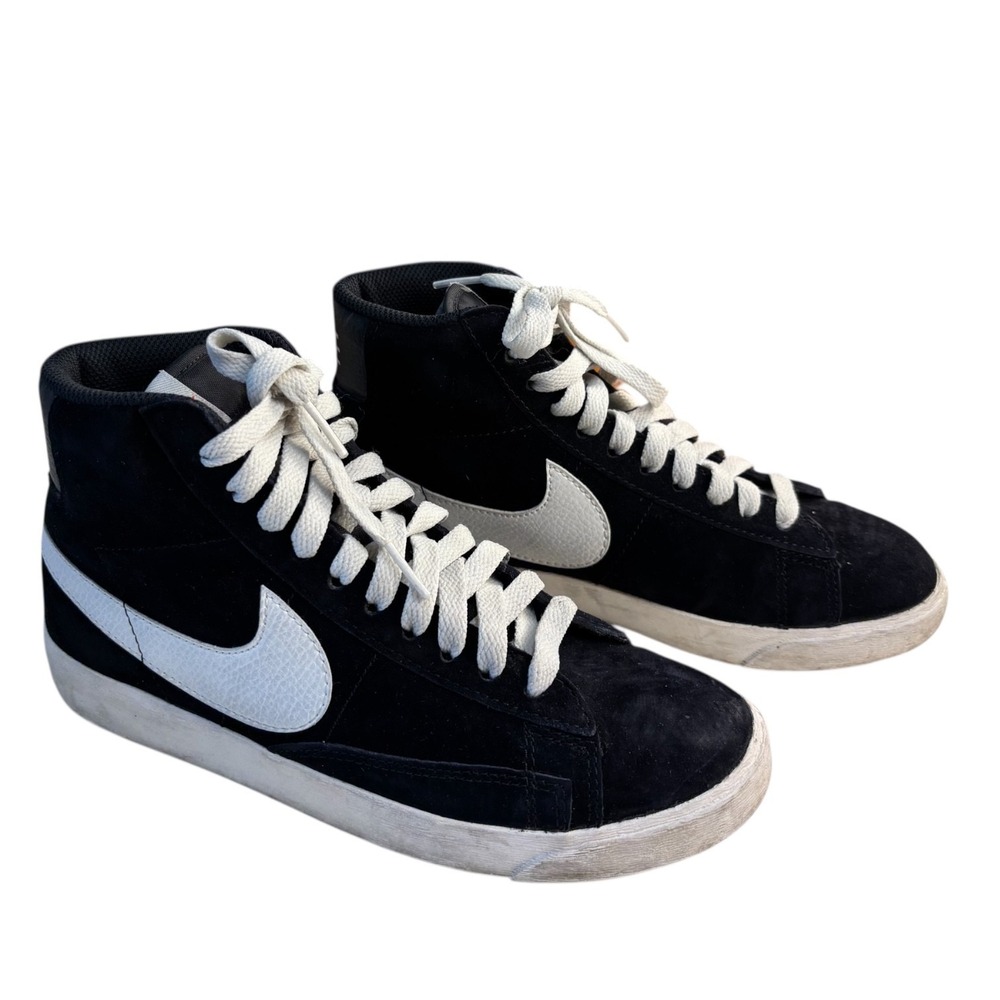 Nike Blazer Rare High‎ Top Men's Sz 6.5 Black White Shoes Suede Sneaker